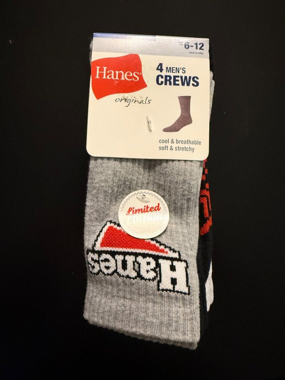 Hanes Men's 4-pk Limited Edition Crew Socks Size 6-12